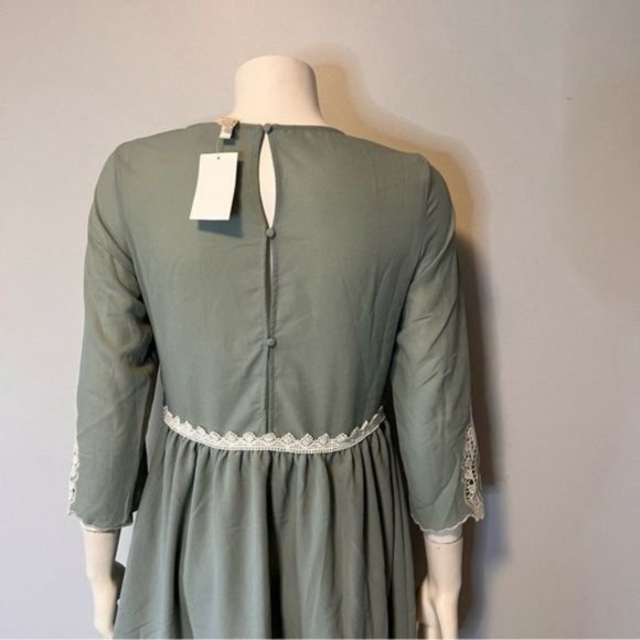 New With Tag H&M Mint Green Short Dress with Lace insert Size 6 - Picture 5 of 10